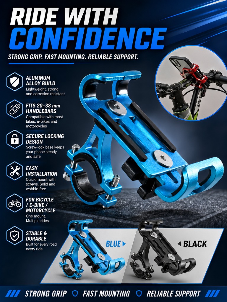 1pc Aluminum Alloy Phone Holde - Phone Mount Handlebar review and price